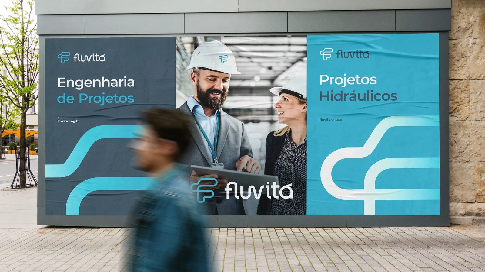 Aplicação da identidade visual da Fluvitá em uma peça de campanha